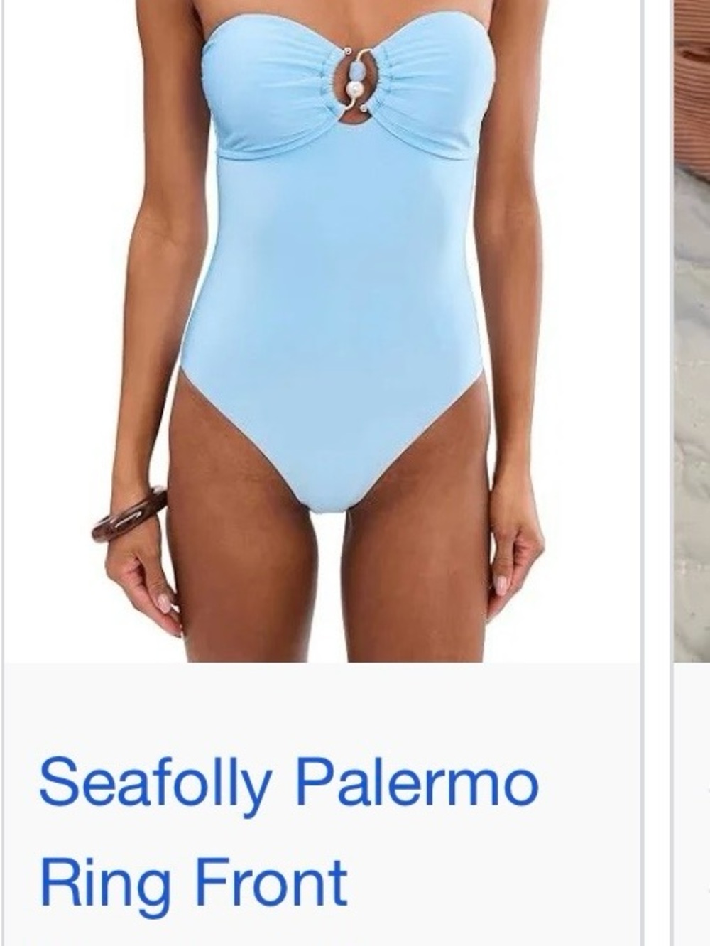 Seafolly Mocha Strapless Ring-Front One-Piece Swimsuit.